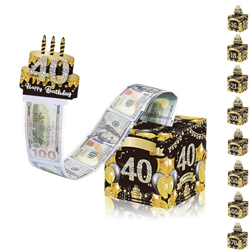 Geldgeschenke Geburtstag Überraschungsbox für Männer Frauen 40 Geburtstag Surprise Box,Schwarz Gold DIY Geburtstag Geschenkverpackung Geldgeschenke Verpackung,Geldgeschenk Happy Birthday Tortendeko Geldgeschenke Geburtstag Überraschungsbox für Männer Frauen 40 Geburtstag Surprise Box,Schwarz Gold DIY Geburtstag Geschenkverpackung Geldgeschenke Verpackung,Geldgeschenk Happy Birthday Tortendeko