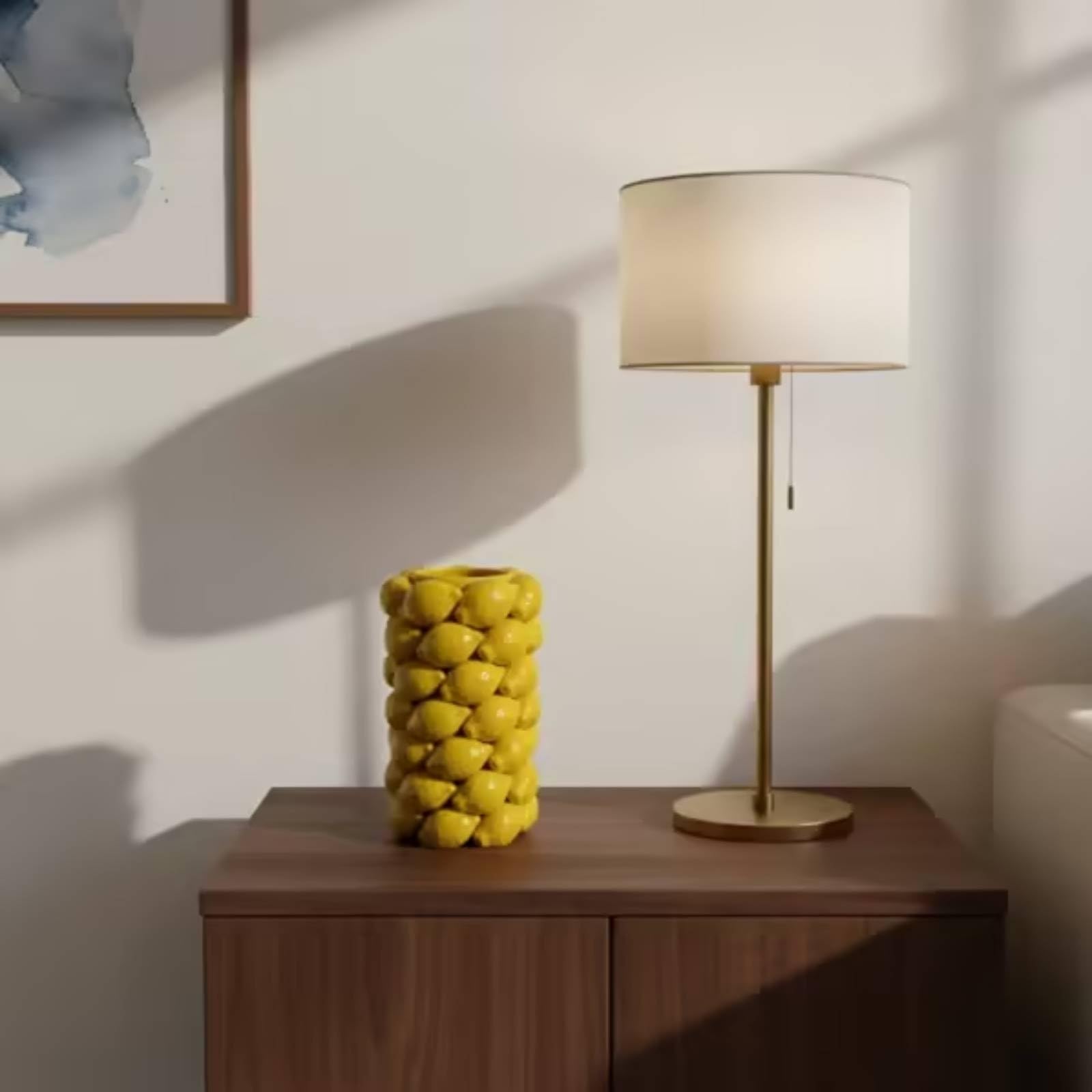 Gralara Florero Cerámica con Cítrico corativo Jarrón Cerámica con Cítrico Bonito Jarrón Limones en Relieve para Mesa, 18-18-30cm, H0821g