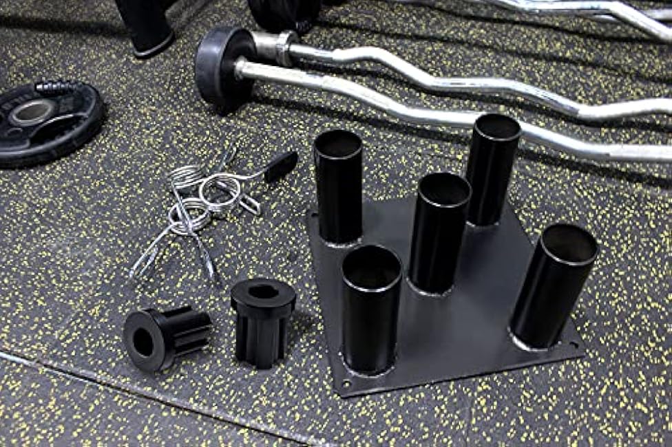 Eapele Barbell Storage Holder for 1 and 2 Olympic Bars EZ-Bars Trap Bars (5 Bars)