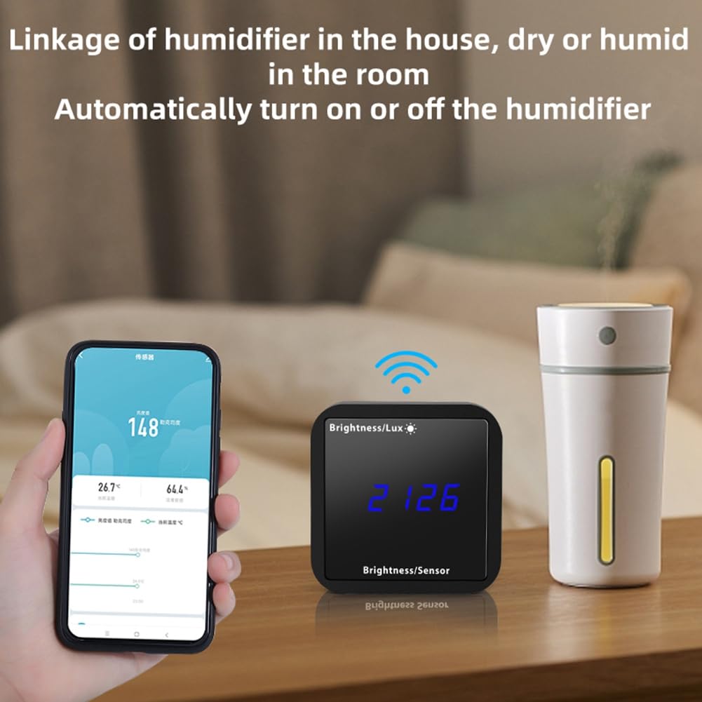 Tuya ZigBee Capteur de lumière Détecteur de luminosité avec affichage de détection de température et d'humidité Connexion de sécurité domestique intelligente