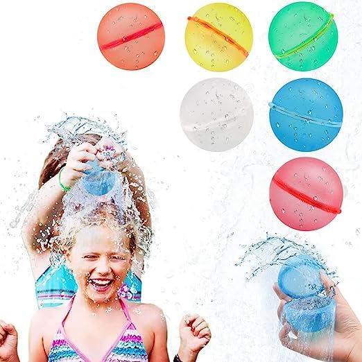 Ultimate Water Fun Kit: 6Pcs Reusable Water Balloons with Magnetic Seal | Refillable, Quick Fill, Self-Sealing | Perfect for Kids' Water Bombs, Pool Games, Water Park, and Summer Parties
