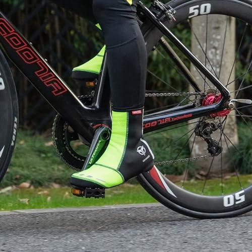 GEWAGE Thermo Fahrrad-Überschuhe, reflektierend, für MTB und Rennrad (Green, XL) – Ansicht 8