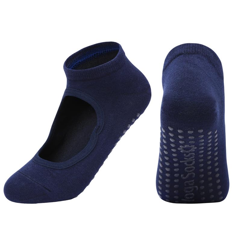 Image of Women Non Slip Grip Ankle Socks with Anti-Skid Soles Cushioned for Elderly, Yoga, Pilates, Ballet, Hospital, Home, Walking