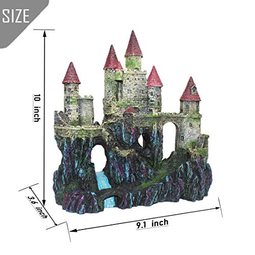 PINVNBY-Aquarium-Resin-Castle-Decoration-Fish-Tank-Driftwood-Castle-Cave-Hideouts-House-Plants-Supplies-AccessoriesRed