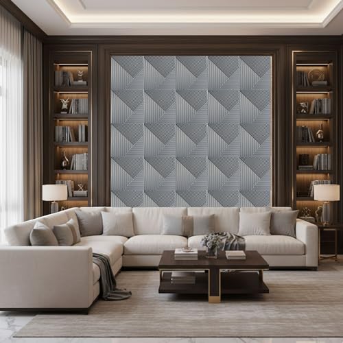Image of Kayra Decor 3D PVC Wall Panels for Bedroom & Living Room |Fluted Design |Silver Color | 19.7 x 19.7 Inch | Pack of 18 | 48.42 Sq Ft