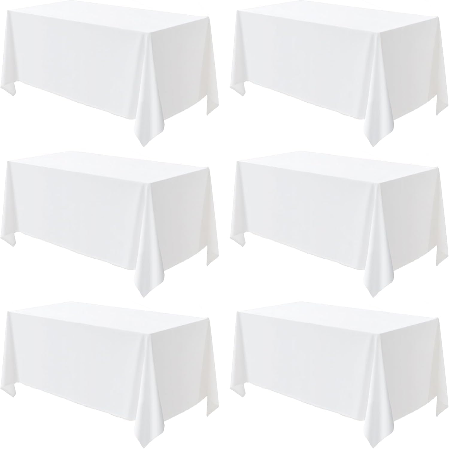 ausurme 6 Pack Table Cloths, 58 x 102 Inch, White, Rectangle