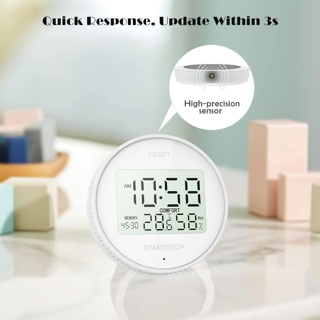 Higrómetro digital magnético y termómetro de interior, temporizador de cocina para cocinar, hornear, fitness, batería AAA incluida