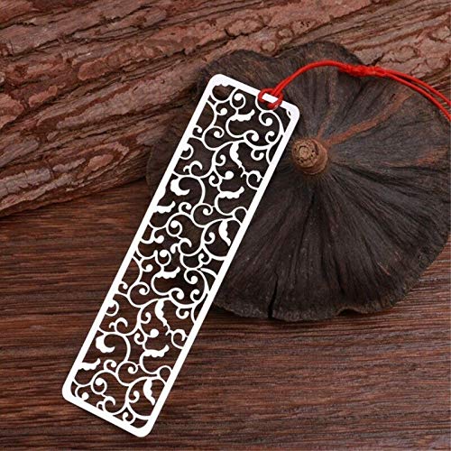 PRAV 5X(Pack of 4 Classical Hollow Out Flower Style Metal Bookmark with Red Knot R9S3