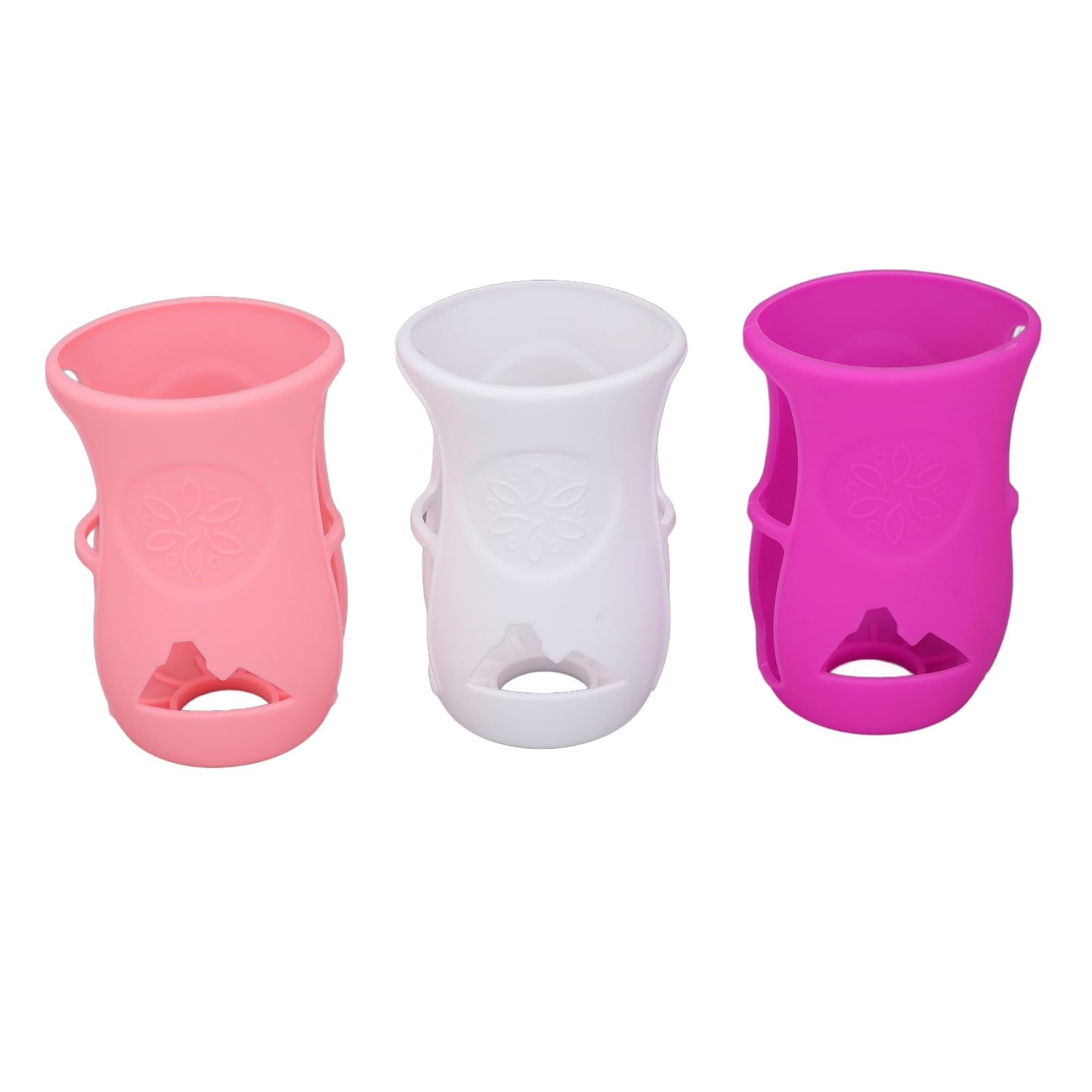 Custodia in Silicone per Biberon da 240 Ml Custodia Morbida in Silicone Infrangibile per Biberon in Vetro da 8 Once con Isolamento e Protezione Lavabile in (Bianco+Rosa+Viola)