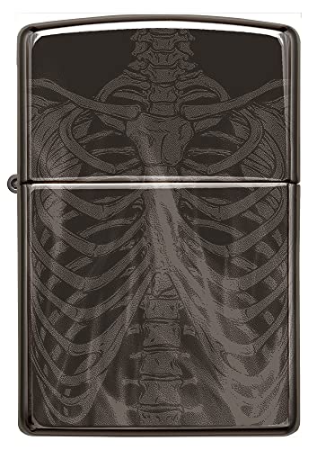 Zippo Encendedor Bolsillo Negro Diseño Costillas miniatura 2