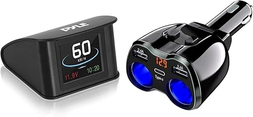 Pyle Pantalla universal inteligente HUD para vehículos, mini tablero digital de 2.6 pulgadas, sistema de proyector de velocímetro de parabrisas y