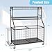 Sports Equipment Garage Organizer - Heavy Duty Garage Organization Ball Storage Rack with Basket, Hooks and Rolling Cart for Sports Gear and Toy Storage, Indoor/Outdoor Use, Black