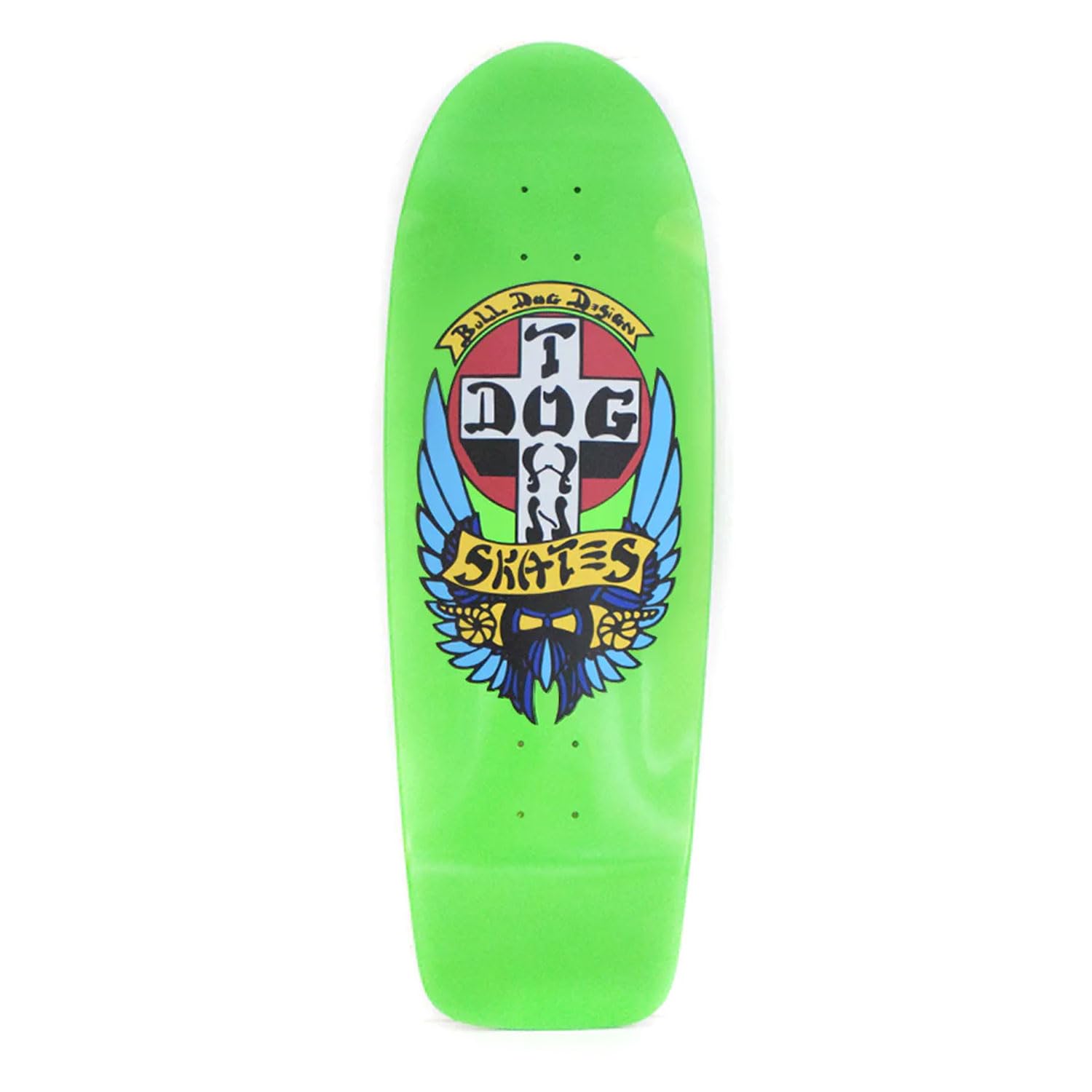 Dogtown Old School Skateboard Deck Bull Dog 70's Classic Lime 10" x 30"