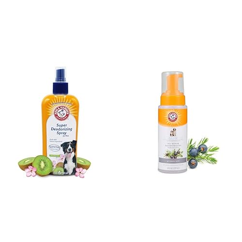 Arm & Hammer for Pets Super desodorizante en aerosol, 8 onzas líquidas, paquete de 2 y espuma desodorizante ultra fresca sin enjuague para perros,