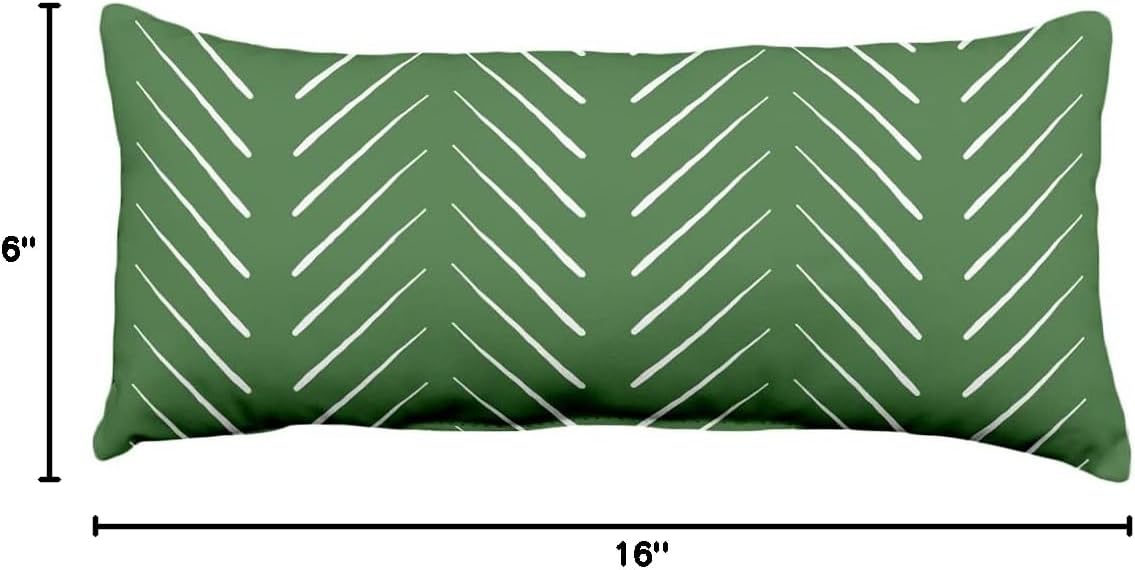 Olive Chevron Polyester Bolster Decorative Pillow 16" x 8"