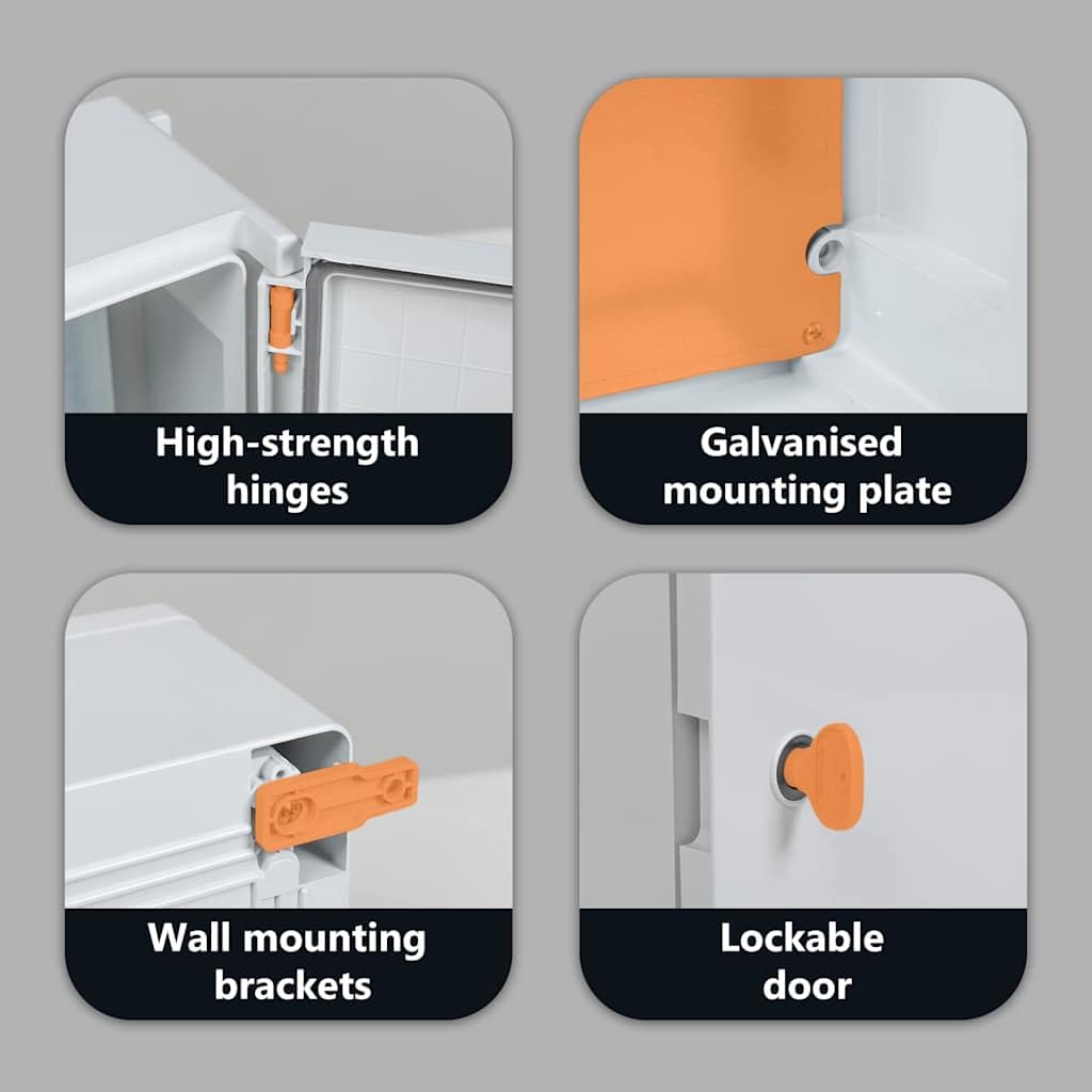 vidaXL Steuerungsschrank Grau 47 x 20 x 50 cm ABS Kunststoff, Moderner Werkstatt-Schrank, robuste Werkzeuglagerung, minimalistischer Organizer für drinnen und draußen, grau
