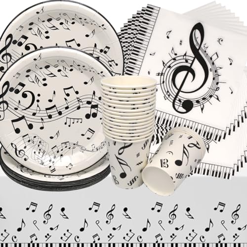 Doyomtoy - Decoración musical cumpleaños, 61 piezas, notas musicales, juego de vajilla para fiesta