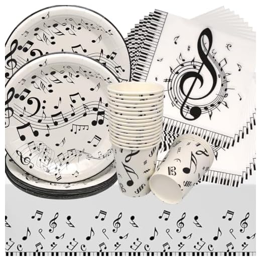 Doyomtoy Vajilla para Fiesta de Musicales, 61 Piezas Fiesta Temática Musical Decoraciones de Cumpleaño Platos Tazas Servilletas de Suministros de Fiesta Tema Musical