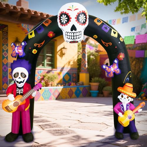 Aufblasbarer Dia-de-los-Muertos-Halloween-Torbogen mit LEDs, 2,4 m – Bild 6