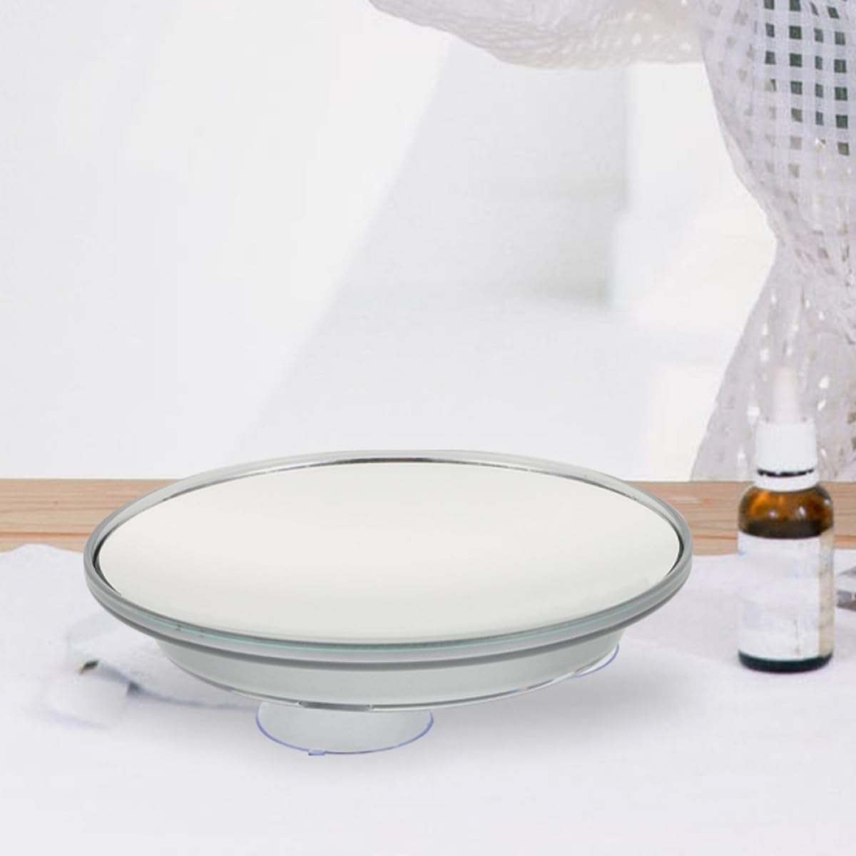 Abaodam Espejo y Ángulo de Visión Amplio 30x Fácil Instalación con Ventosa para Baño de Aumento en Material Plata y Acrílico para Maquillaje