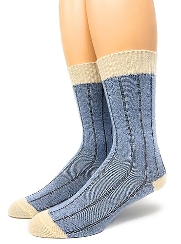 WARRIOR ALPACA SOCKS - Women's Two Color Baby Alpaca Wool Wide Ribbed Comfort/Bed Socks - Color Block