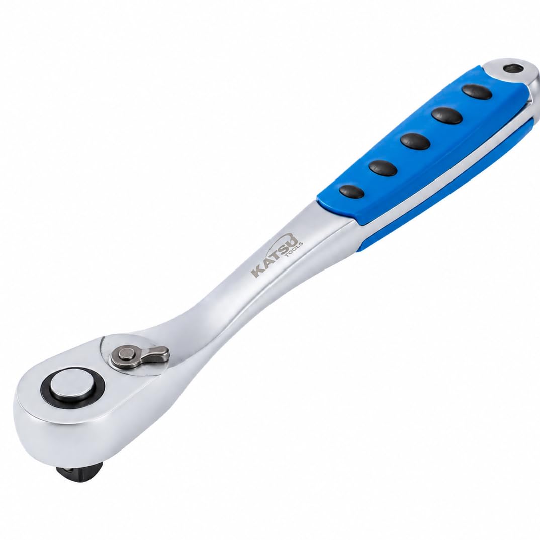 KATSU Tools Reversible Ratchet Wrench 1/2", 90 Teeth, Quick Release, Ergonomic Handle, CR-V Steel, 260 mm Long 423909