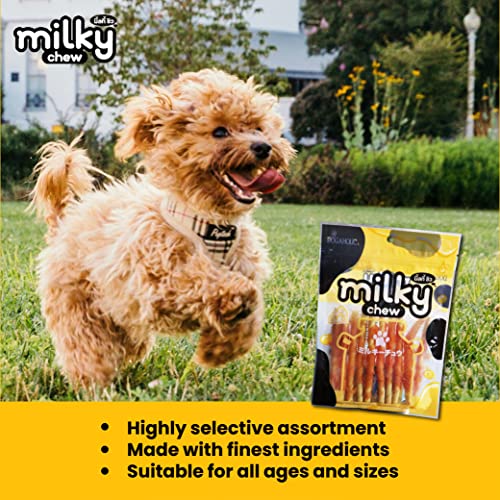 Image of Milky Chew Dog Treats Real Chicken and Milk Protein Rich Dog Snacks Healthy Chewy Dog Treats for Puppies & Adult Dogs Calcium Rich Training Reward Treats (Pack of 3, Cheese & Chicken Sticks)