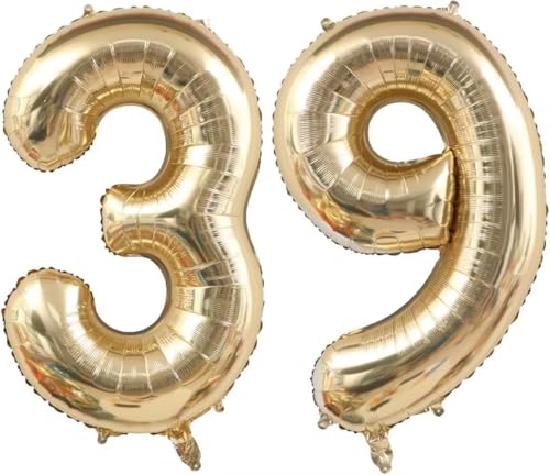 Image of Light Gold 93 39 Balloon Numbers, 40 Inch Large 93th 39th Birthday Balloons, Helium Mylar Foil Number 93 39 Balloons Champagne Gold Birthday Party Decorations Supplies for Men Women