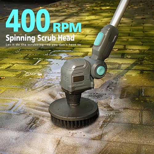 Image of 20V Cordless Spin Scrubber with Replaceable Battery, Electric Cleaning Brush with Long Handle & 8 Brush Heads for Outdoor, Bathroom, Tile, Grout, Shower, Bathtub