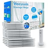 Paquete de 15 bolsas de sellado al vacío para ropa de viaje con bomba de aire eléctrica inalámbrica, reutilizables para ahorrar espacio para equipaje y