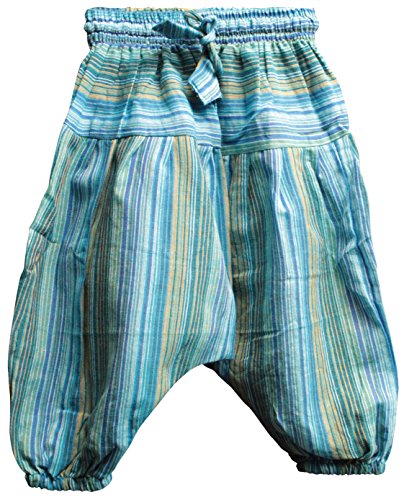 Shopoholic Fashion Children Hippie Harem Loose Boho Trouser Hippy Colorful Kids Retro Comfy Pants (2XL,Turquoise)