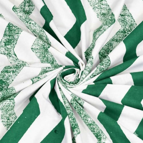 Image of Living Roots Ethnic Jaipur Block Print Double Cotton Bedsheet & 2 Pillow Covers, for Mattress Upto 6 inches Thick, No Colour Bleeding, Green Colour, King Size 90 * 108 inches, 120TC (609-C)