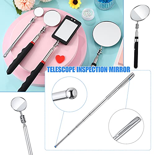 image for BBTO 4 Pieces Telescoping Inspection Mirror Telescoping LED Lighted Fl
