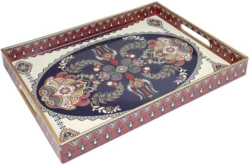 Spsyrine Plastic Serving Tray for Ottoman, Coffee Table, Rectangle Decorative Tray for Entertaining, Outdoor, Living Room, Home Decor