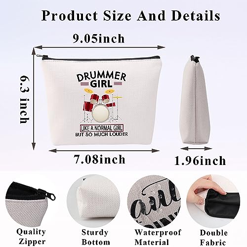 PLITI Drummer Girl Gift Drumming Gift Drum Player Gift Drummer Girl Like a Normal Girl But So Much Louder Drummer Makeup Bag (Drummer Girl bagU) - Image 2