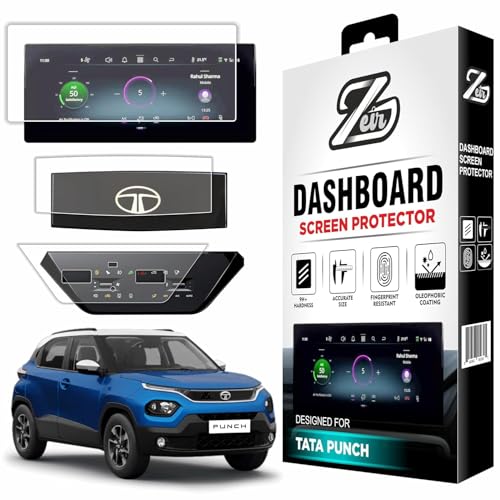 Image of ZEIR [3 PACK] Screen Protectors For TATA PUNCH 2026 FACELIFT || 10-inch INFOTAINMENT + Digital Steering + Touch AC Panel Guards || Precise Fit For ACCOMPLISHED & ACCOMPLISHED+S || Anti Scratch | Water Resistant | HD Clear | High Touch Sensitivity | New Punch 2026 Car Stereo Display Accessories 2025+ [Not Tempered Glass]