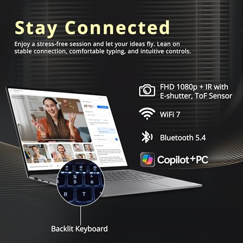 Image of Lenovo Yoga Slim 7i Aura Edition AI Laptop, 15.3 inch 2.8K 120Hz Touchscreen, Intel Ultra 7 256V, 16GB LPDDR5X, 1.5TB Storage (512GB SSD+1TB Docking), Backlit Keyboard, Copilot+ PC, Win 11 Pro, Gray