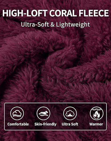 ColorChakra Womens sherpa fur jacket for women superwarm leight weight fabric Plus size sweatshirt Wine 3