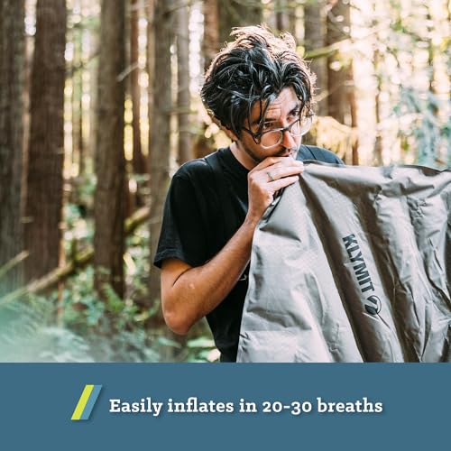 Image of Klymit Static V Luxe Sleeping Pad, Lightweight Lofted Camping Air Mattress for Tents and Cars with Body Mapping Tech, 3 In Thick Grey