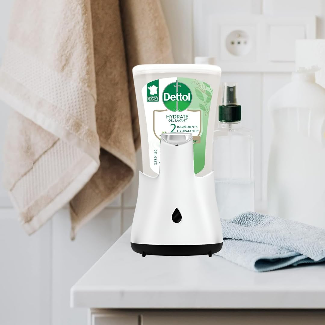 Dettol Lot de 4 Distributeurs de Savon Automatique de Savon pour Les Mains No Touch avec Recharge Hydratant Aloe Vera