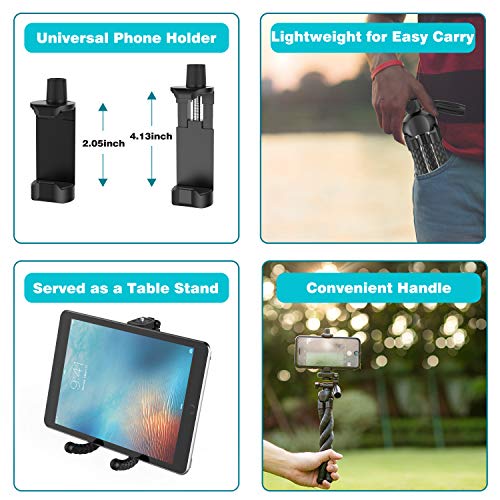 Phone Tripod Flexible Upgraded, 11" Portable Cell Phone Camera Travel Tripod Stand with Wireless Remote Shutter and Universal Phone Mount, Compatible with iPhone, Android Phones, Sports Camera GoPro - Thumbnail 4