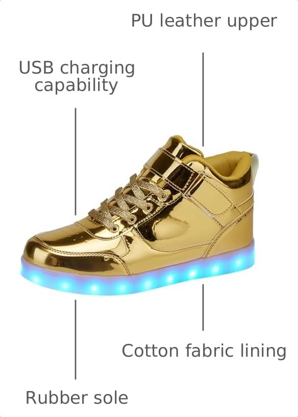 Image of SANYES LED Light Up Shoes for Men Women, USB Rechargeable High Top Glowing Sneakers, Luminous Dancing Shoes