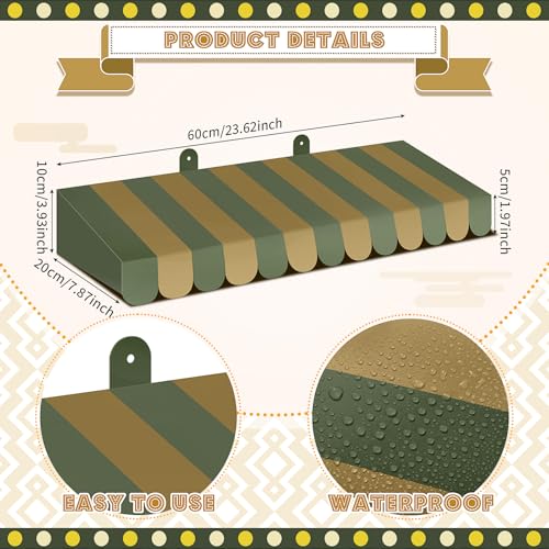 Image of Boao 4 Pcs 3D Cardboard Awning Decor,Green Color,Striped Style