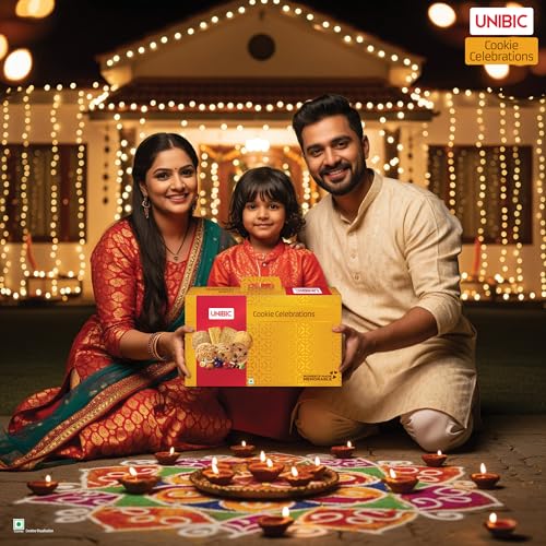 Image of Unibic Celebrations Cookies Gift Pack 700 Grams, Choco Chip, Choco Nut, Scotch Finger, Pista Badam, Honey Oatmeal, Milk Coffee, Nice and Double Chocolate Chip Cookies