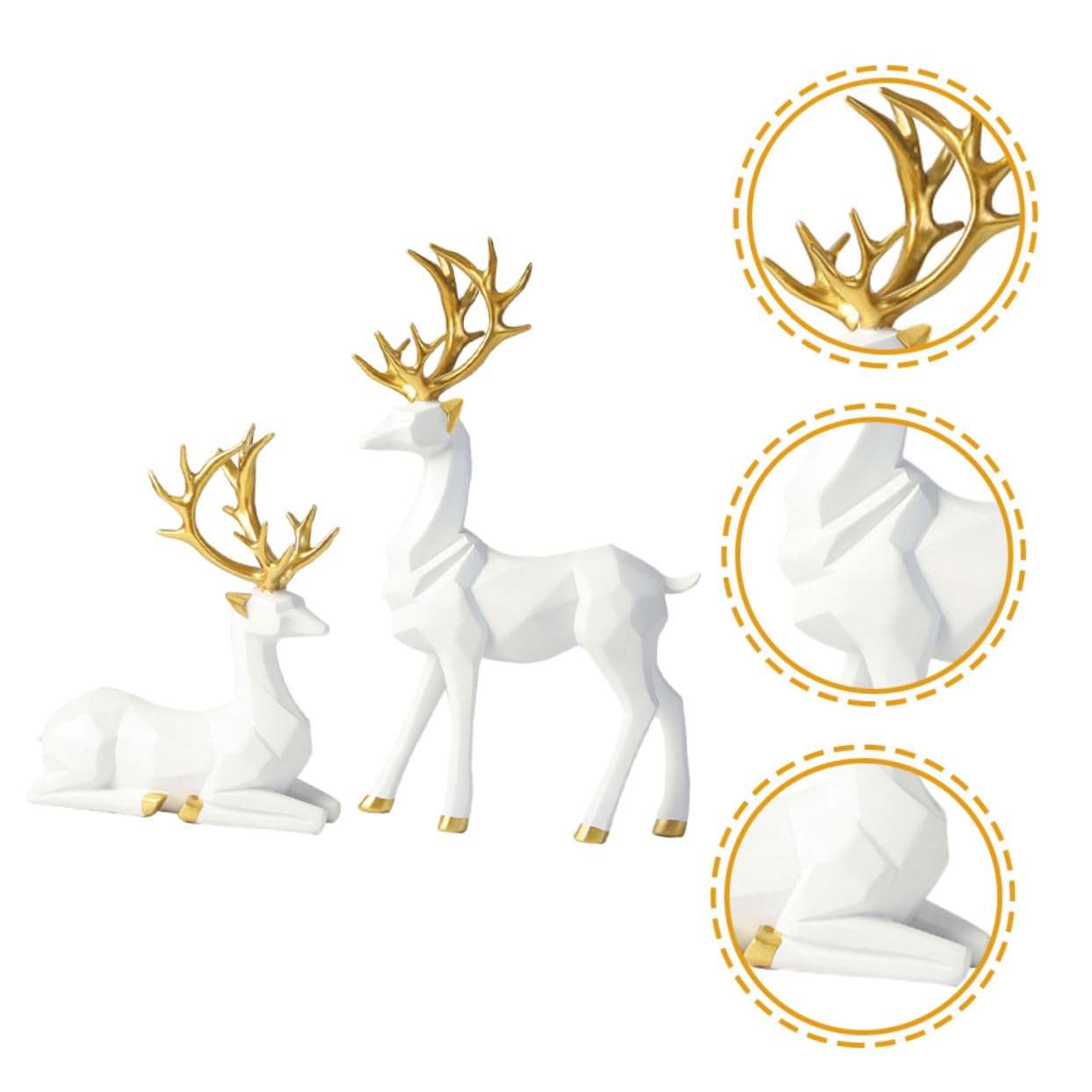DOITOOL 2 Stück Teiliges REH Langlebigem Resin Moderne Weiße Rentier-deko mit Stehender und Liegender Figur Stilvolle Tisch Wohnraumdekoration für Weihnachten und Alltag