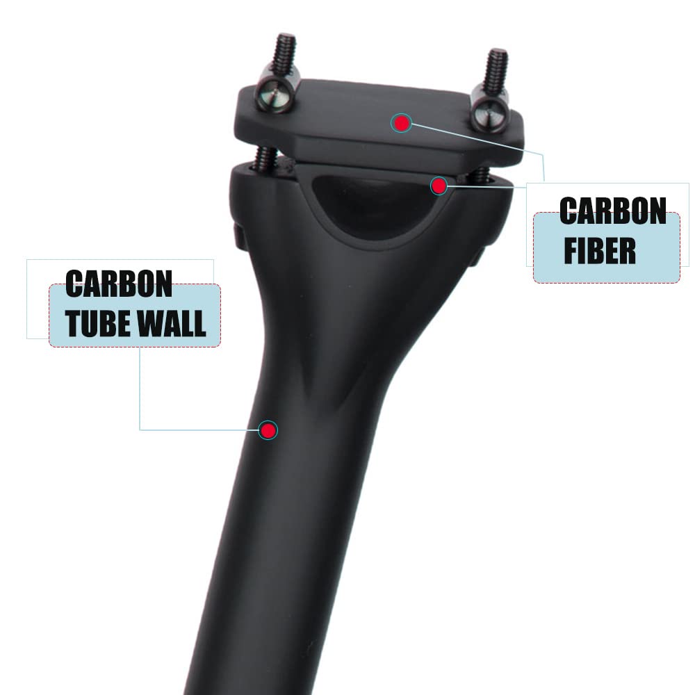 QIKU Carbon Fahrrad Sattelstützen MTB Sattelstütze/Rennrad Sattelstütze 27.2/31.6 * 350/400MM
