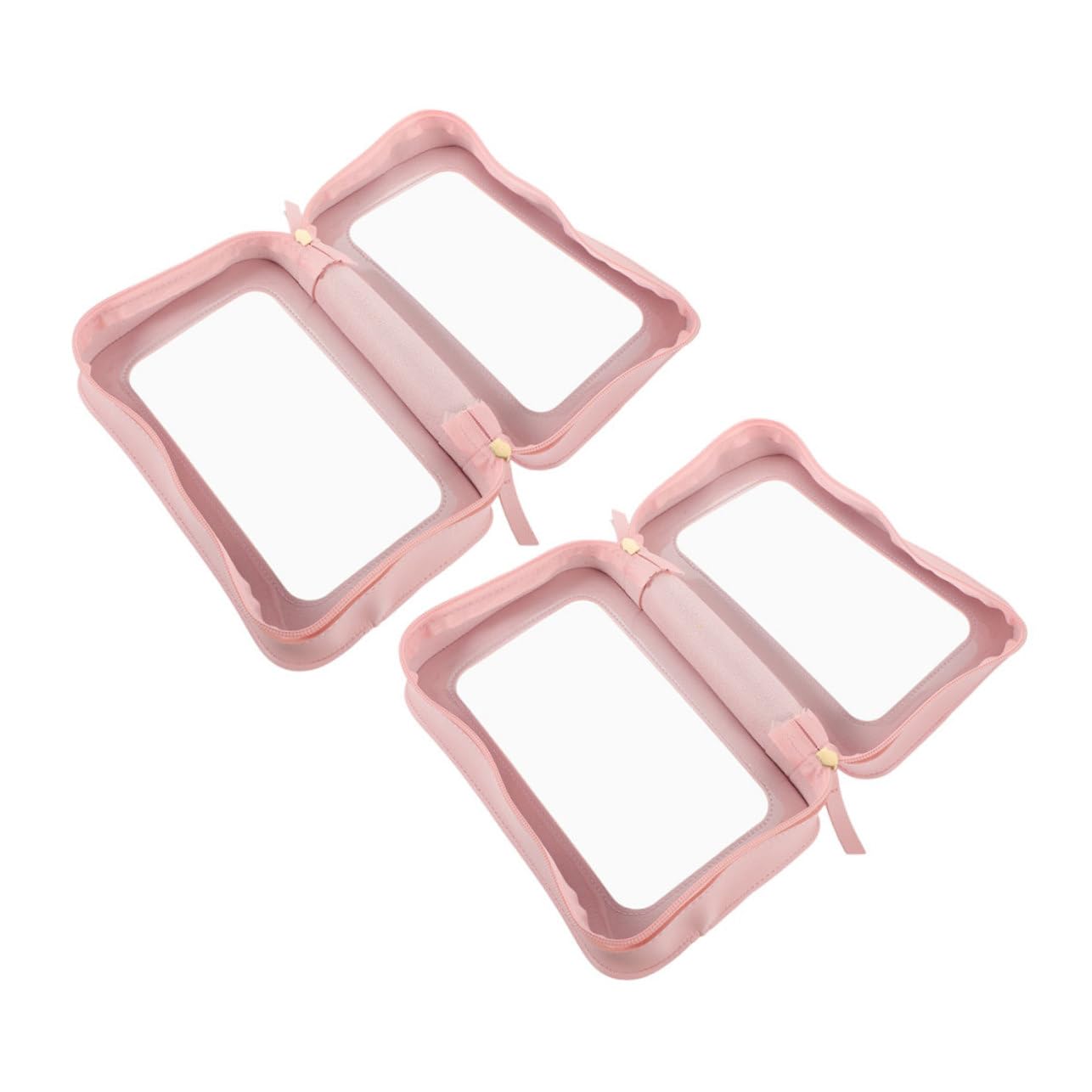Borsa Trasparente da Viaggio, Makeup Pouch Pvc Rosa, 2 Pezzi | Zippered, per Aeroporto e Controllo Sicurezza, Organizer Cosmetici Buona Capacità di Contenimento