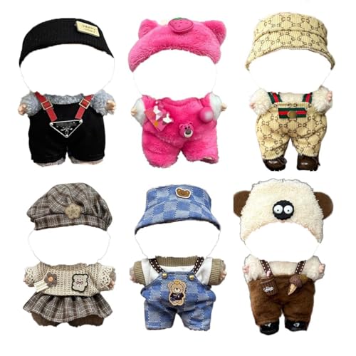 Labubu Kleidung für Puppe, Passende Kleidung für die Labubu-Plüsch Toy, Labubu-Outfit mit Zubehör, Kleidung Set für 17 cm große Puppe (01 6-Sets)