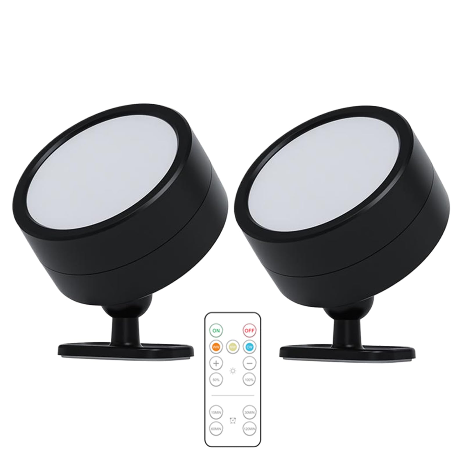 IOIUSKKU LED Light Source Wall Lamp Easy Installation Remote Control ABS with Battery Battery Operated Wall Sconce Wall Lights, Black, 2 lamp
