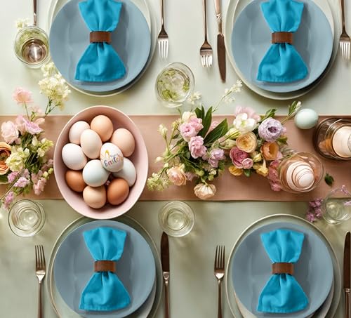 Image of Ruvanti Cloth Napkins set of 12, 18x18 Inches Napkins Cloth Washable, Soft, Durable, Absorbent, Cotton Blend. Table Dinner Napkins Cloth for Hotel, Lunch, Restaurant, Wedding Event, Parties - Sky Blue